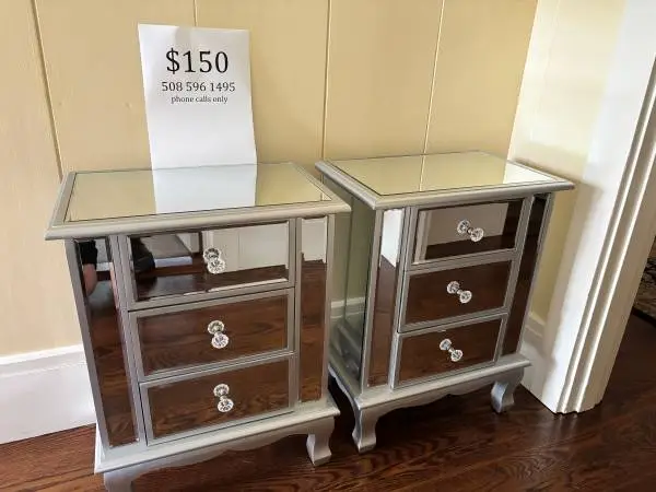 mirrored bed side tables