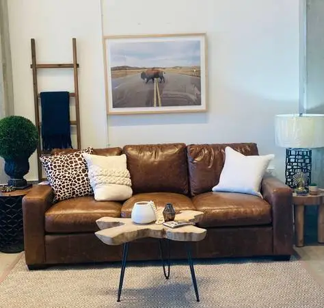 Distressed Italian leather dark brown leather sofa for sale