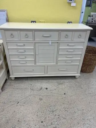 Cream Dresser and 2 Nightstands