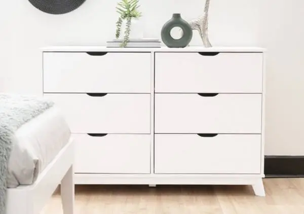 Portix White 6 Drawer Double Dresser