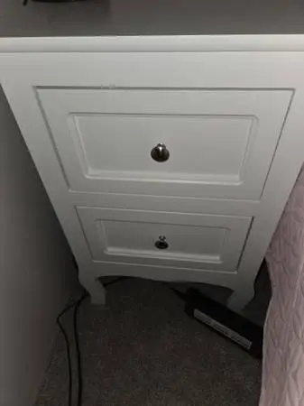 white 2 drawer nightstand