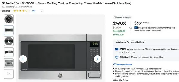 GE Profile 1.5-cu ft 1000-Watt Countertop Convection Microwave