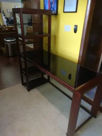 Accent shelf with smoked glass inserts for sale - $100