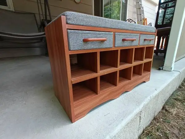 Bench and Storage Shelf w Drawers 32 x 12.5 19.5 tall