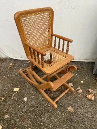 Vintage adjustable wooden baby-toddler high chair