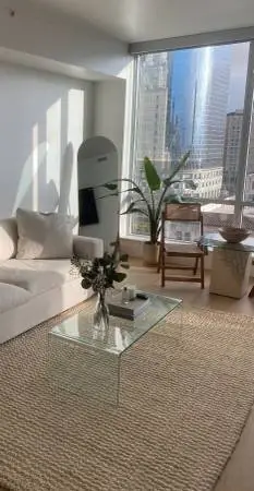 Glass coffee table waterfall