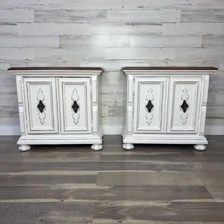 Set of 2 white farmhouse nightstands- delivery available