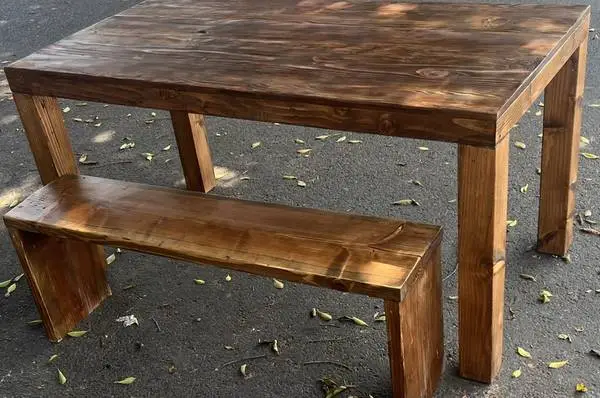 table and benches, indoors or outdoor, patio or dining room
