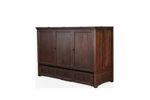 Queen Murphy Cabinet Bed, No Assembly, Mattress Included!