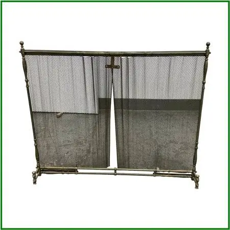 Brass Mesh Fireplace Screen, Vintage