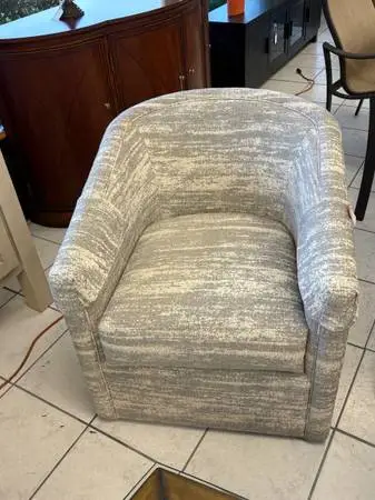 Michael Thomas Gray and Cream Club Swivel Chair