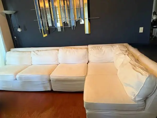 Large Pottery Barn White Sectional Sofa