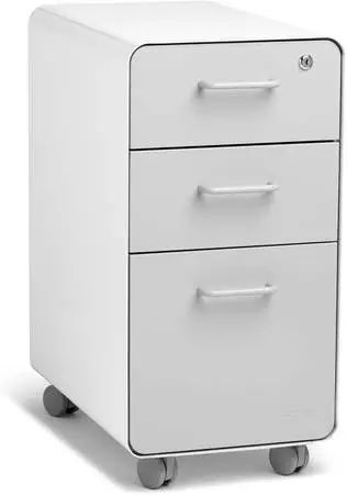 Like-New Poppin Slim Stow 3-Drawer Rolling File Cabinet (White/Gray)
