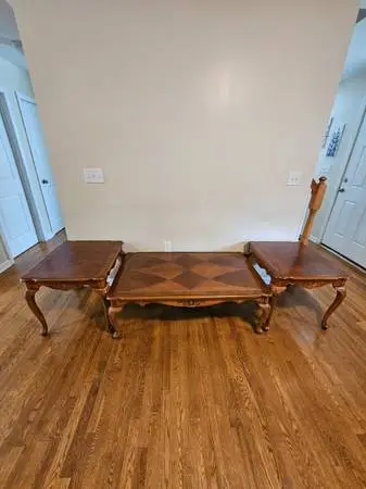 Vintage Solid Wood 3 Piece French Provincial Living Room Table Set
