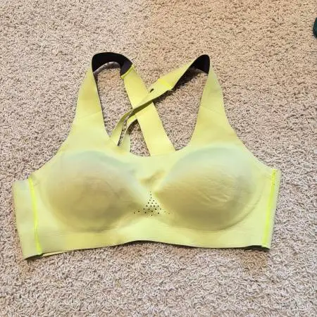 Brooks Dare Crossback 2.0 Run/Sports Bra in Neon Yellow/Gray LARGE