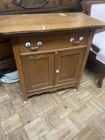 Vintage wood chest cabinet plant stand