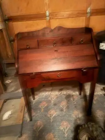 Solid Wood Vintage Style Drop-Front Secretary Desk - $125
