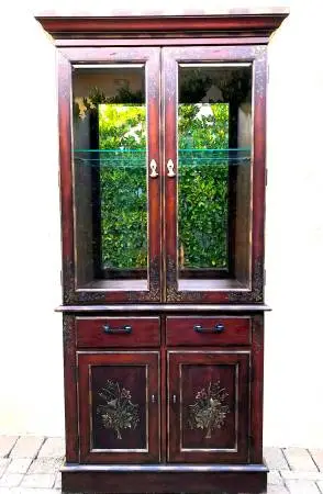 Vintage Buffet / China Cabinet with Hand Painted Detail