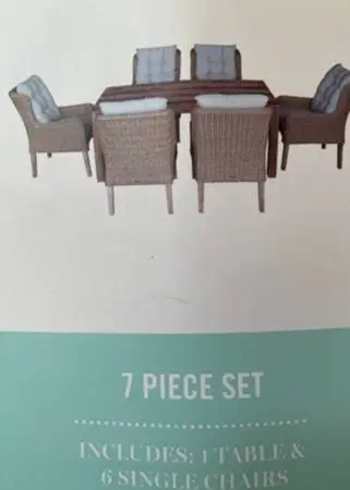 Outdoor Dining Set 6 Chairs 1 Table 12 Cushions-always taken in