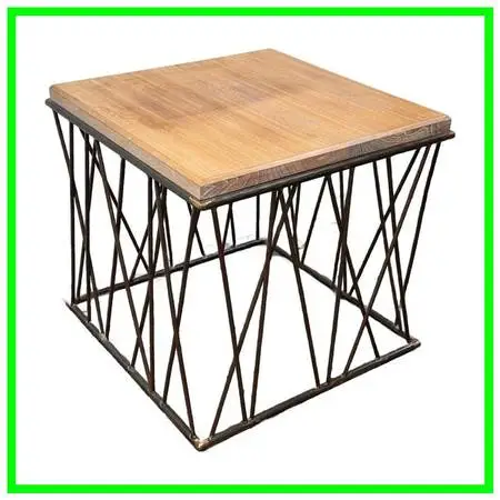 Driftwood + Patinated Bronze End/side Table