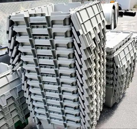 50 HEAVY DUTY SHIPPING TOTES/ STORAGE BINS WITH ATTACHED SEALED LIDS