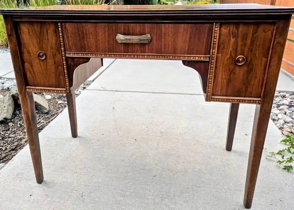 Antique Desk with marquetry detail - fully restored and so elegant!