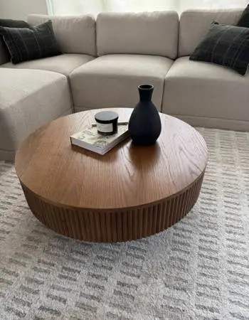 Walnut Round Fluted Coffee Table