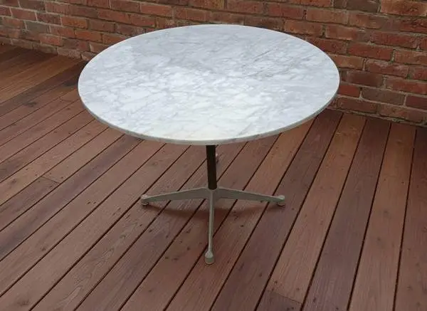 Vintage Eames Aluminum Group 36 Marble Dining Table By Herman Miller