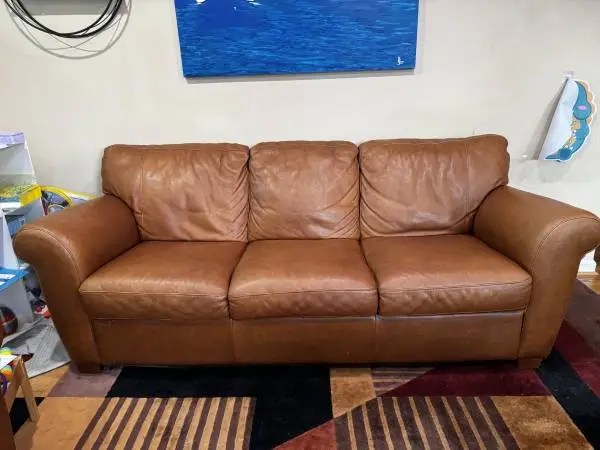 Brown Leather Sofa + Chair Set