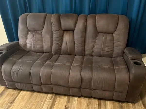 3 seat reclining couch with power outlets