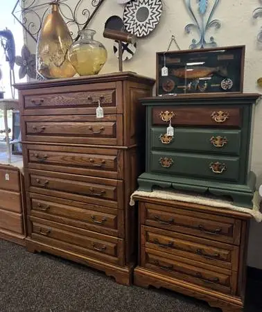 Large Hiboy Dresser with Matching Single Nightstand