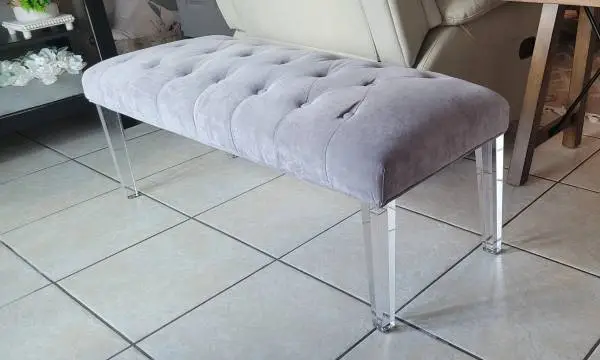 ***Modern Chic Tufted Velvet Upholstered Bench Acrylic Legs***