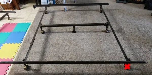 Metal Bed Frame - Fits all sizes (Missing 1 wheel)