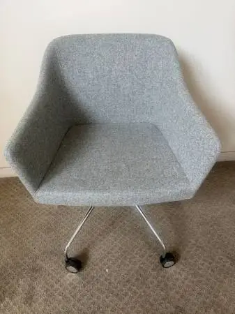 (8) Fully Upholstered Arm Chairs With Chrome Base In Grey Fabric