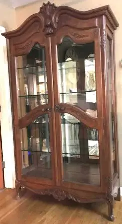 Antique Curio Vitrina Cabinet with recessed lighting