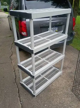Heavy duty plastic (resin) shelf unit