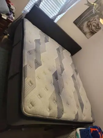 Serta California king mattress, frame and headboard