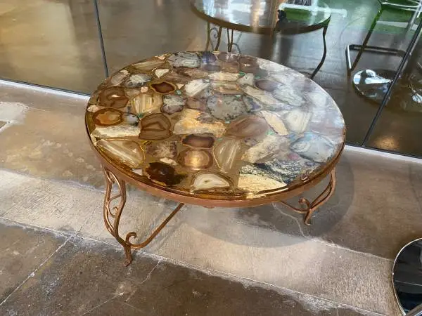 Vintage Agate & Resin Round Coffee Table