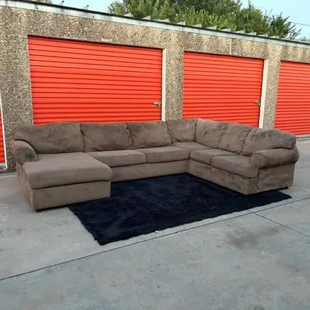 Brown U-Shaped Sectional Couch - FREE DELIVERY!