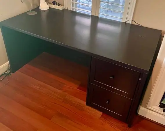IKEA Hemnes Black-Brown Office Desk with Drawers