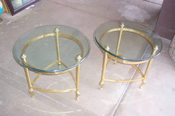Gold round glass end table - 2 available- each at