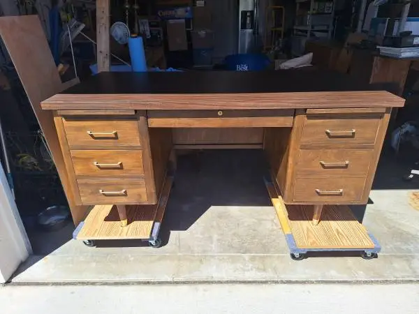 Vintage Mid-Century Modern Walnut Executive Desk