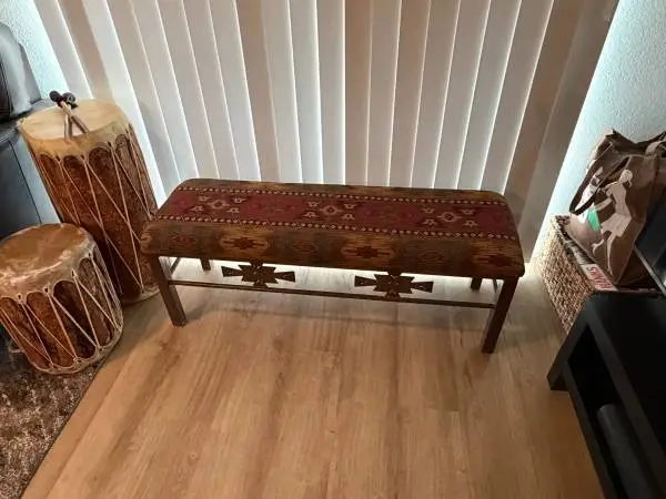 Southwestern Upholstered Metal Art Bench