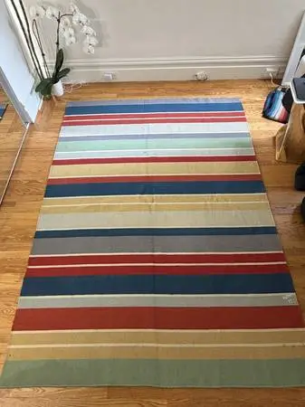 Rug - Colorful Striped Woven Beach 5.5 x 8 - Living room, Bedroom