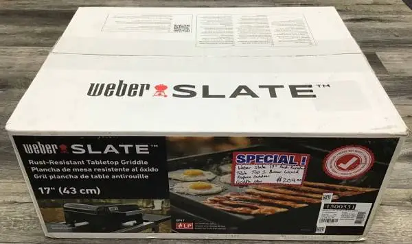 Weber Slate 17” Rust Resistant Table Top 1 Burner Liquid Propane Outdoor Gridd
