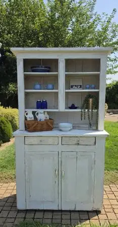 Large Vintage Primitive Chippy Paint Hutch Cabinet Store Display