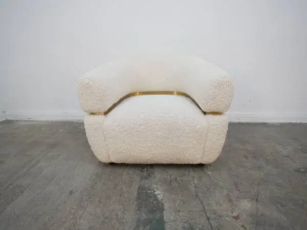 Beige Boucle Fabric Chair w/ Gold Accents $399.00 34 W x 34 D x 29