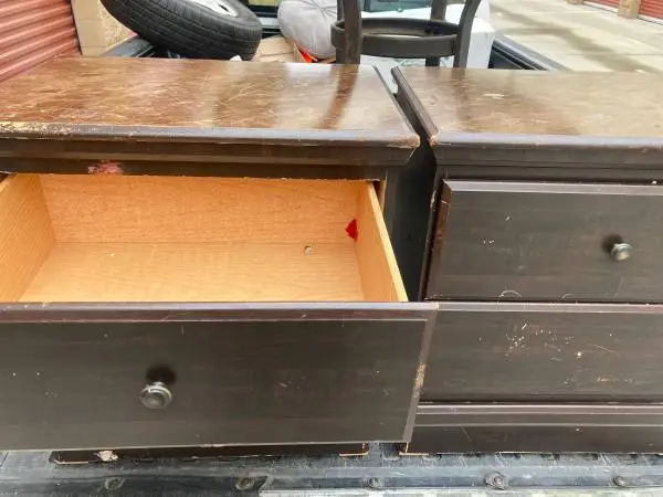 Dresser/night stands,2,2 ez open drawers,black,marble top,hlp dlvr.