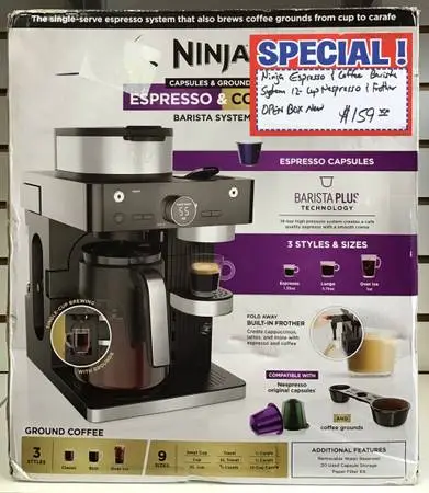 Ninja Espresso & Coffee Barista System 12-Cup Nespresso & Frother OPEN BOX New