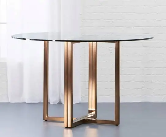 CB2 Stylish Dining Table in Brass and Glass